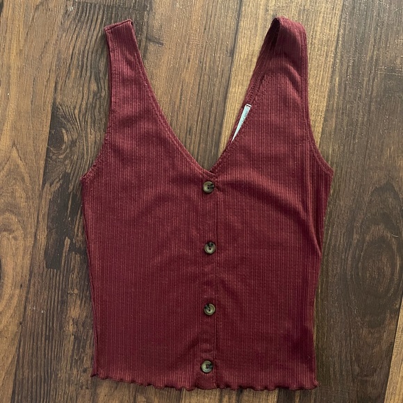 Caution To The Wind Tops - Burgundy Tank Top